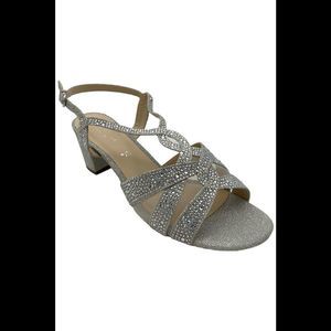 Paradox London Women's Nadia Slingback Shimmer Heeled Sandal Silver - Wide